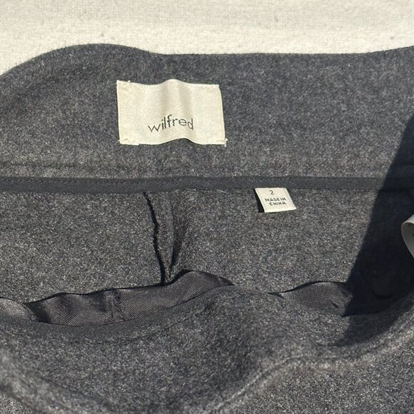 Aritzia Wilfred HALLEY Wide Leg Cashmere Wool Blend Pants in Dark Grey SIZE 2 - Picture 2 of 2